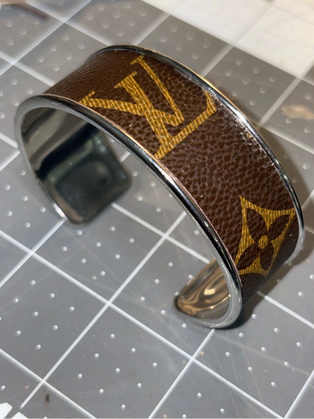 Louis Vuitton Brown and Gold Monogram Cuff Bracelet